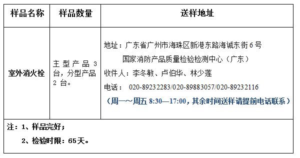 室外消火栓產品認證型式試驗業務辦理指南（廣東所）