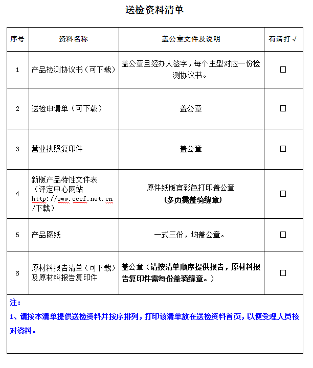 消防員滅火防護服產(chǎn)品認(rèn)證型式試驗業(yè)務(wù)受理送檢資料清單（廣東所）